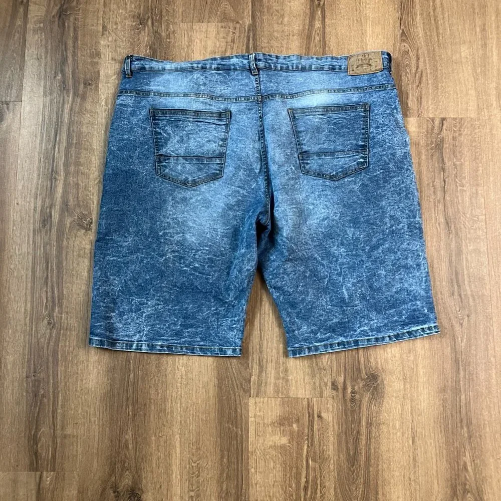 Akademiks Jeanius Retro Acid Washed Jean Shorts Zip Pockets Sz 50